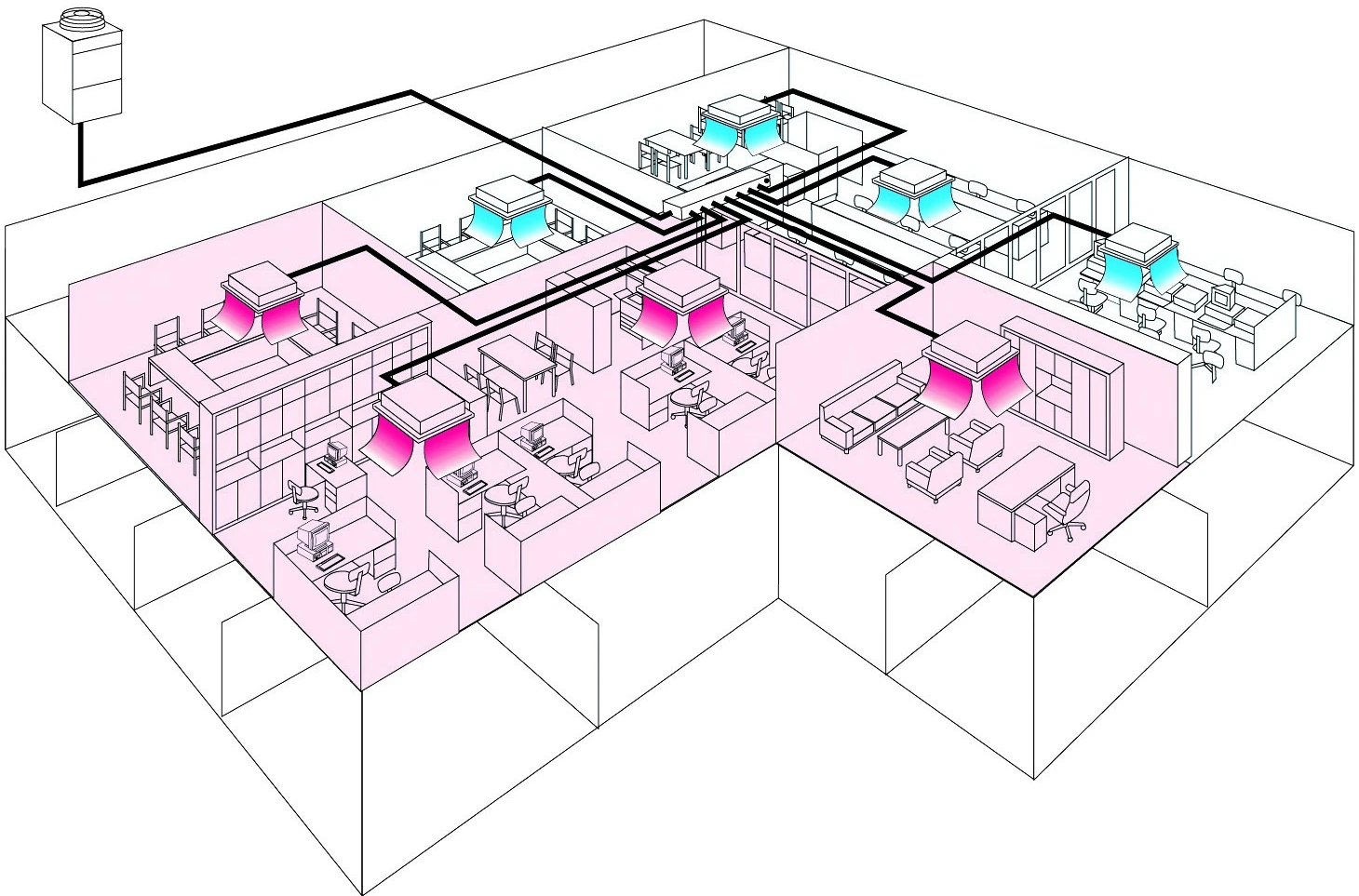 Схематический пример проекта размещения климатического оборудования
